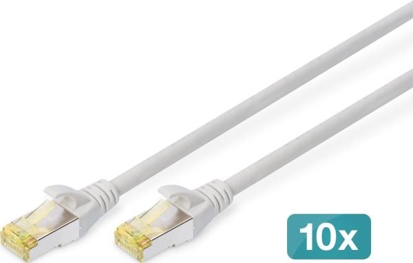 DIGITUS - Koblingskabel - RJ-45 (hann) til RJ-45 (hann) - 5 m - SFTP - CAT 6a - halogenfri, formstøpt, uten hindringer - grå (en pakke 10)