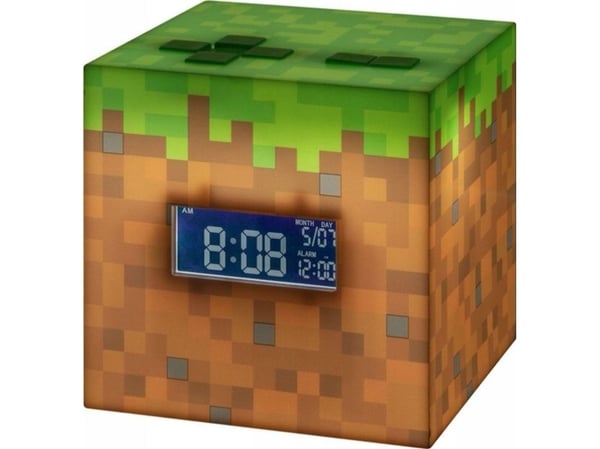 Paladone PP6733MCF, Digitaalinen herätyskello, Minecraft, Kuutio, Ruskea, Vihreä, Poika/tyttö, LED