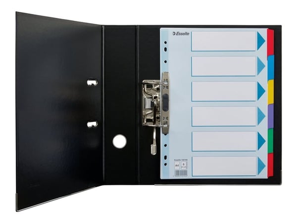 Esselte - Inndeler - 6 deler - for A4 (210 x 297 mm) - med fliker - hvit