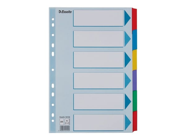 Esselte - Inndeler - 6 deler - for A4 (210 x 297 mm) - med fliker - hvit