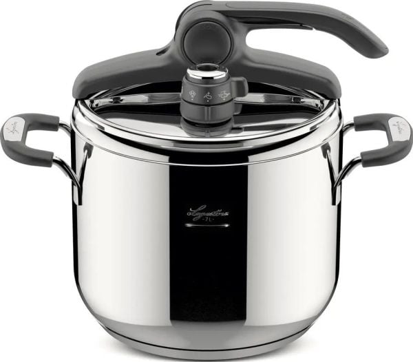 Lagostina 8900524569, 7 l, Keramisk, Gass, Halogen, Induksjon, Forseglet Plate, Rustfritt stål, 22 cm, Silikon, Svart