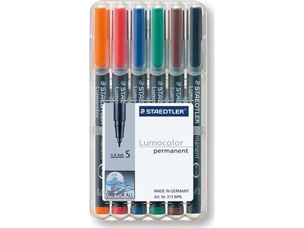 STAEDTLER Lumocolor 313 - Markør - permanent - 0.4 mm - superfin (en pakke 6)