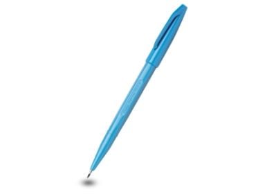 Pentel Sign Pen, Ljusblå, Ljusblå, Plast, Rund, Vattenbaserat bläck, Fiber