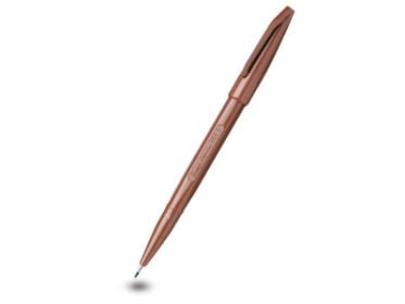 Pentel Sign Pen, Brun, Brun, Plast, Rund, Vann-basert blekk, Fiber