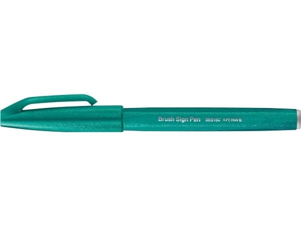 Pentel Brush Sign, Fin, 1 färger, Turkos, Penspets, 0,5 mm, 2 mm