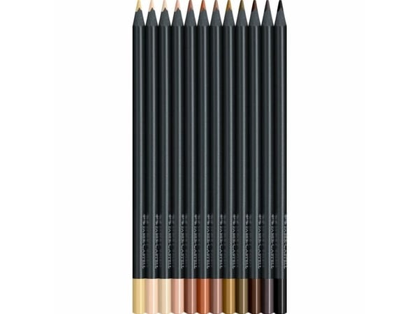 FABER-CASTELL kolmiomaiset värikynät Black Edition, 12 kpl, kolmiomaiset, mustaa puuta, superpehmeä lyijy upealle - 1 kpl (116414)