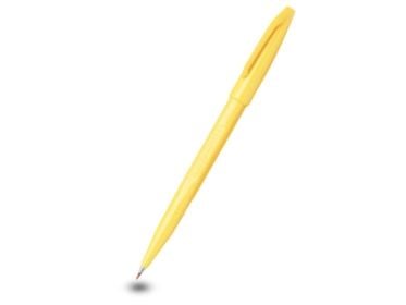 Pentel Sign Pen, Gult, Gult, Plast, Rund, Vann-basert blekk, Fiber
