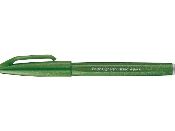 Pentel Brush Sign, Hienojakoinen, 1 väriä, Vihreä, Harjaspää, 0,5 mm, 2 mm