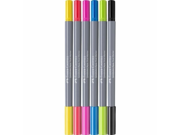 Faber-Castell Creative Studio Goldfaber Aqua - Brush pen and fineliner combo - assorterte farger - vannbasert fargestoffblekk - 4 mm (en pakke 6)