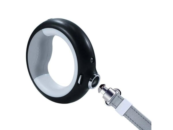 DoggyVillage kraftig bånd 3-i-1 med LED-lommelykt, farget lys og dispenser for poser - Luminous Leash MT7128 (svart)