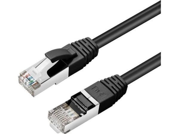 MicroConnect - Koblingskabel - RJ-45 (hann) til RJ-45 (hann) - 2 m - S/FTP - CAT 6a - med støvel, halogenfri, formstøpt, rund, uten hindringer - svart