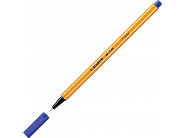 Fineliner, Stabilo Point 88, 0,4 mm, blå, pakke a 10 stk