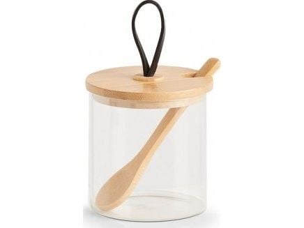Zeller Sloik oppbevaringsglass med skje og bambuslokk, 350 ml, 8x8,5 cm