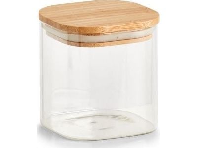 Oppbevaringsboks med bambuslokk, kvadratisk, 800 ml, 10x10x11 cm