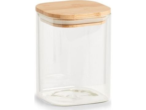 Zeller oppbevaringsglass med bambuslokk, kvadratisk, 1000 ml, 10x10x14 cm