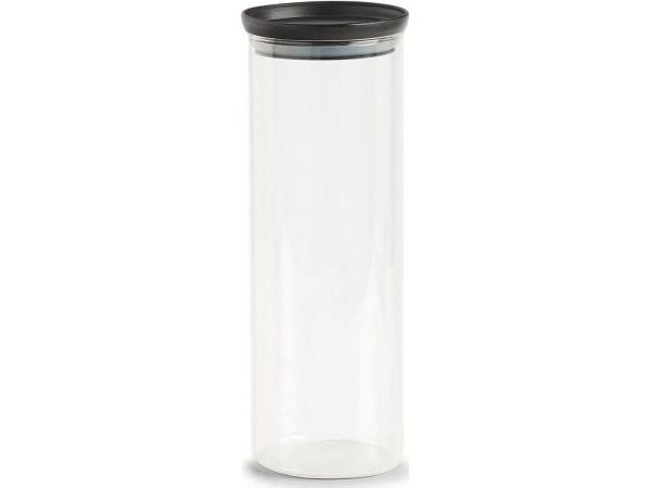 Zeller oppbevaringsglass med plastlokk, 1650 ml, svart, 10,3x28,1 cm