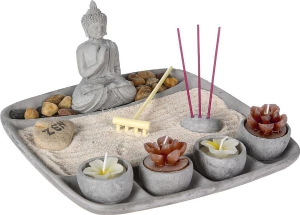 Atmosphera Zen-puutarha ja Buddha-hahmo 23x23 cm