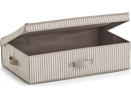 Zeller oppbevaringsboks med lokk "Stripes" non-woven beige