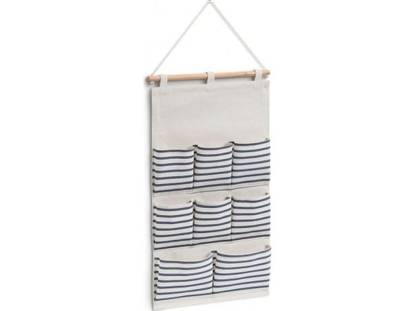 Zeller veggskap "Stripes", 8 rom, bomull/polyester, blå, 35x60 cm
