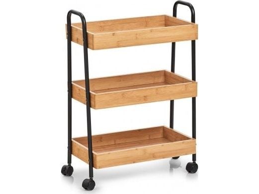 Zeller sidevogn i bambus/metal, svart, 50x28x70 cm