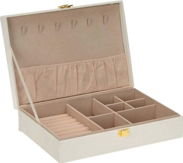 Home Styling Collection vit smyckeskrin, låsbar organizer för klockor, ask, resväska, etui
