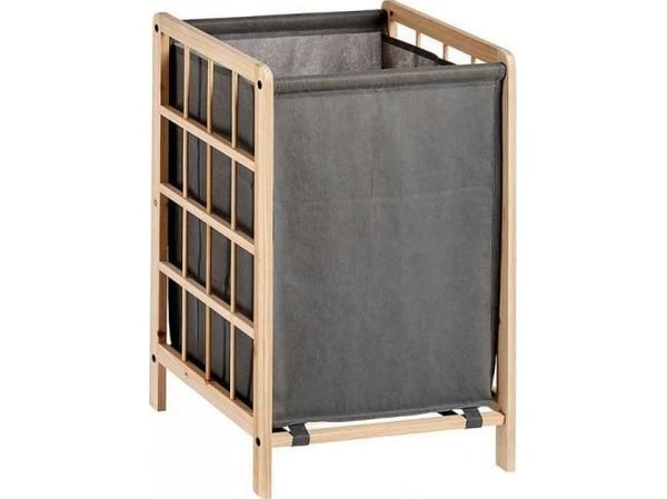 Vaskekurv Bigbuy Home grått tre 33 x 60 x 39,5 cm