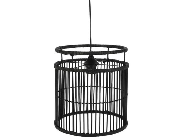 H&S Decoration taklampe bambus LOFT svart blå åpent skjerm