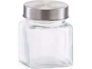 Zeller oppbevaringsglass, 250 ml, lokk i rustfritt stål, 7,5 x 7,5 x 9,1 cm