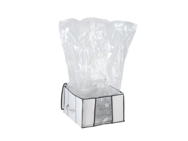 WENKO Soft Box S, Myk klesoppbevaringsbag, Gjennomsiktig, Hvit, Polyethylen, Polypropylen (PP), Glidelås, 40 cm, 25 cm