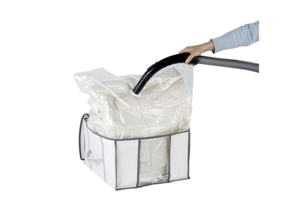 WENKO Soft Box S, Myk klesoppbevaringsbag, Gjennomsiktig, Hvit, Polyethylen, Polypropylen (PP), Glidelås, 40 cm, 25 cm