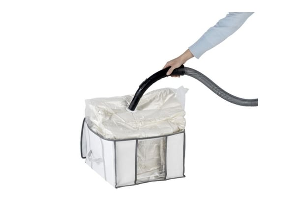 WENKO Soft Box S, Myk klesoppbevaringsbag, Gjennomsiktig, Hvit, Polyethylen, Polypropylen (PP), Glidelås, 40 cm, 25 cm