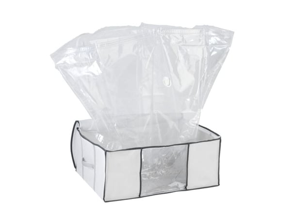 WENKO Vacuum Soft Box L, Gjennomsiktig, Hvit, Rektangulær, Polyethylen, Polypropylen (PP), Innendørs, Hvit, Glidelås