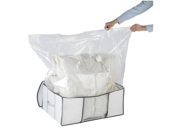 WENKO Vacuum Soft Box L, Gjennomsiktig, Hvit, Rektangulær, Polyethylen, Polypropylen (PP), Innendørs, Hvit, Glidelås