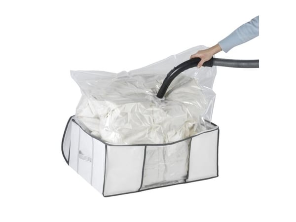 WENKO Vacuum Soft Box L, Gjennomsiktig, Hvit, Rektangulær, Polyethylen, Polypropylen (PP), Innendørs, Hvit, Glidelås