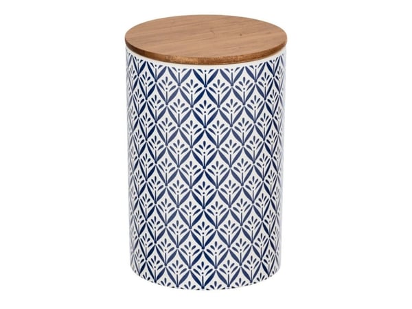 WENKO 54096100, Lager boks, Blå, Hvit, Tre, Rund, Bamboo, Keramisk, Silikon, Mønster, Tre