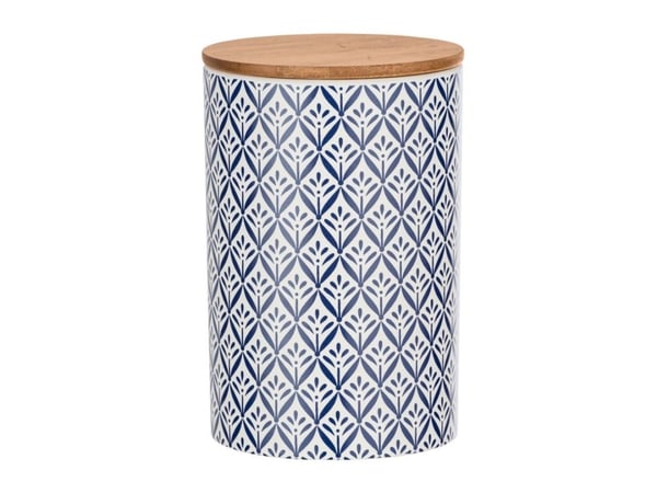 WENKO 54096100, Lager boks, Blå, Hvit, Tre, Rund, Bamboo, Keramisk, Silikon, Mønster, Tre
