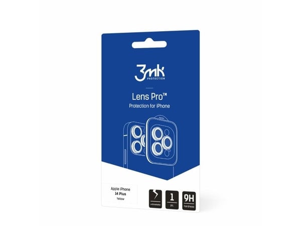 3MK 3MK Lens Protection Pro iPhone 14 Plus 6.7" keltainen/keltainen Kameran linssin suojaus kiinnityskehyksellä 1kpl