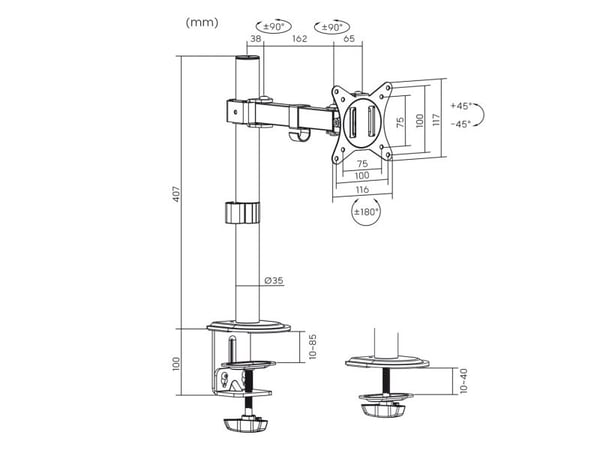 MACLEAN LCD skrivebordsfeste for skjerm MC-572N