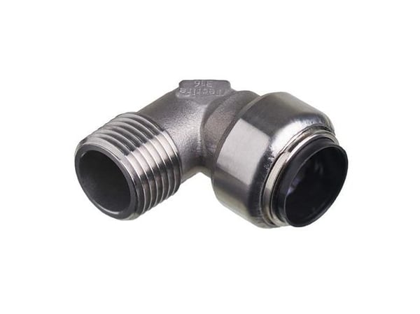 Roth vinkel 90° 18 mm x 12" nippel rustfri stål