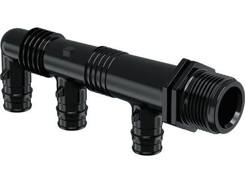 Uponor Q&amp;E fordelerrør 3x16 - Nippel PPSU g3/4mt 3x16 c/c45+35mm, husk ringe 3x045338216