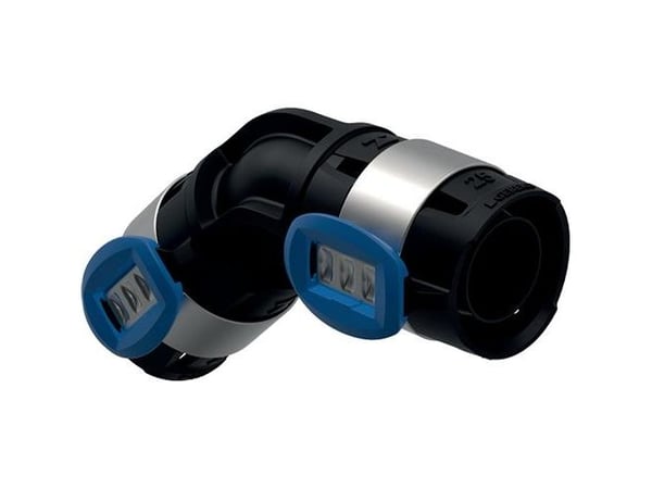 Geberit FlowFit mutka 45°, 25 mm, musta PPSU