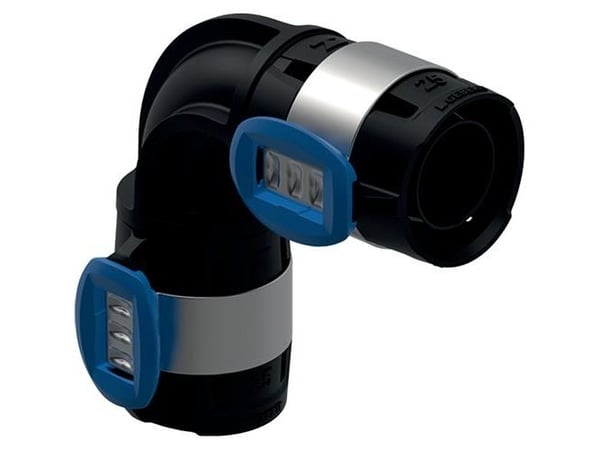 Geberit FlowFit böj 90°, 16 mm, svart PPSU