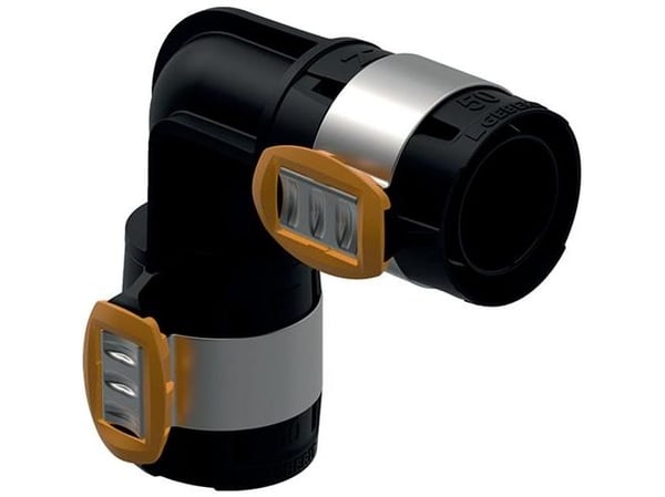 Geberit FlowFit bøjning 90°, 50 mm, sort PPSU