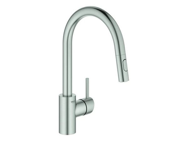 GROHE Concetto, Dra ut, Rustfritt stål, Kran-håndtak, Single/enkelt, Type U, Keramisk