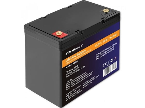 Qoltec LiFePO4 litium-rautafosfaattiakku | 12.8V | 50Ah | 640Wh| BMS | BMS