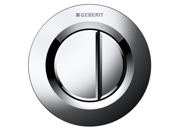 Geberit Omega01 blankforkromet fjernbetjent pneumatisk skyllestyring med dobbelskyl til indbygget betjening