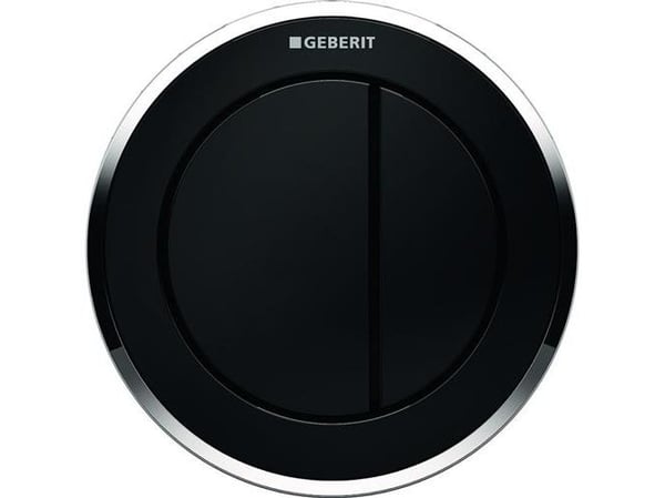 Geberit betj. Omega10 sort - t/dobb.skyl, pneumatisk, betj. på møbel, sort blankforkromet