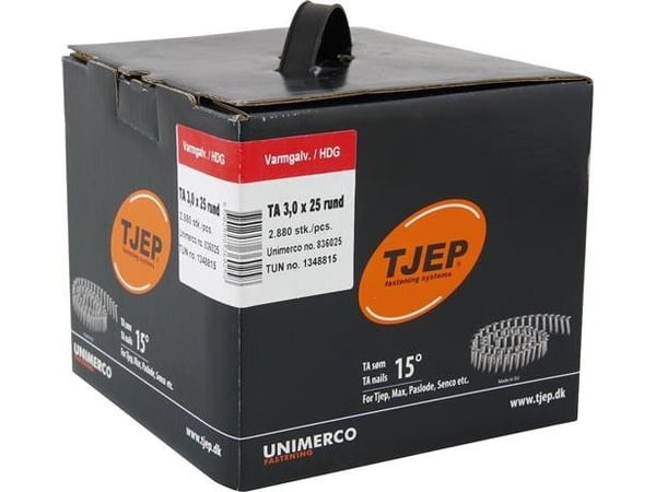 Tjep ringsøm TA 30/25 3,0x25mm - varmgalv. t/tagpap. box 2880 stk
