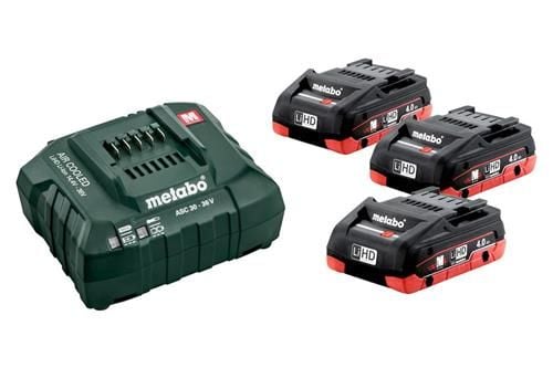 Metabo BASIC SET 3 X LIHD 4.0 AH, Batteri- og ladersett, Lithium-Ion High Density (LiHD), 4 Ah, 18 V, Metabo, 12 - 36 V