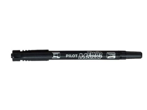 Permanent marker, Pilot BeGreen Twin Marker, ekstrafin/fin, sort, pakke a 10 stk